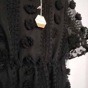 Black Textured Boho Dress
